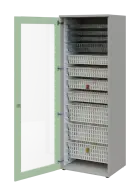 EUROMEDICA S - 66 skříň léková boxová, 1-dveřová/prosklená, levá, 1950x660x535, korpus šedý, dvířka